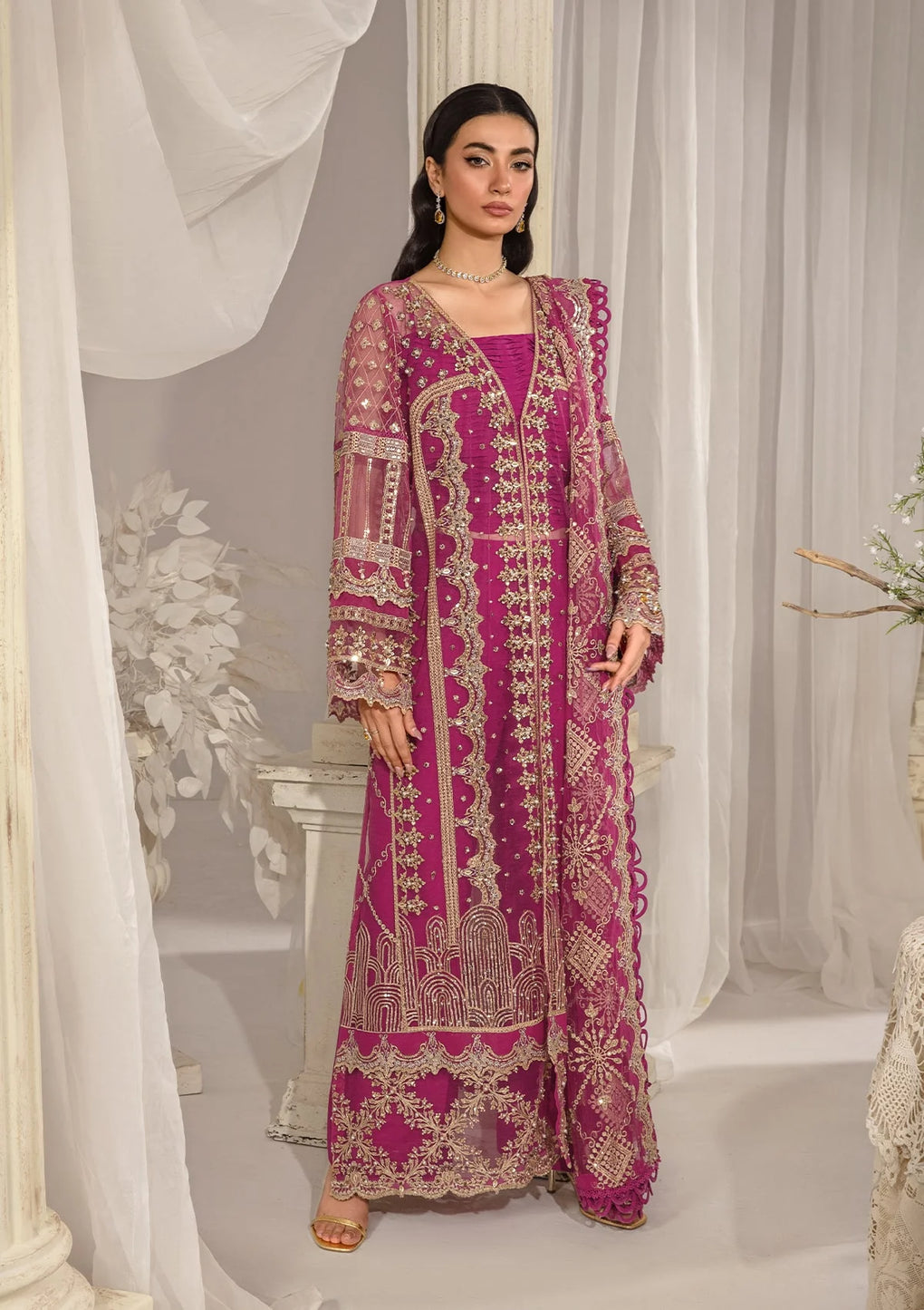 Elegant Magenta Muse luxury dress REGALIA from ELAF Evara Collection, perfect for special occasions.