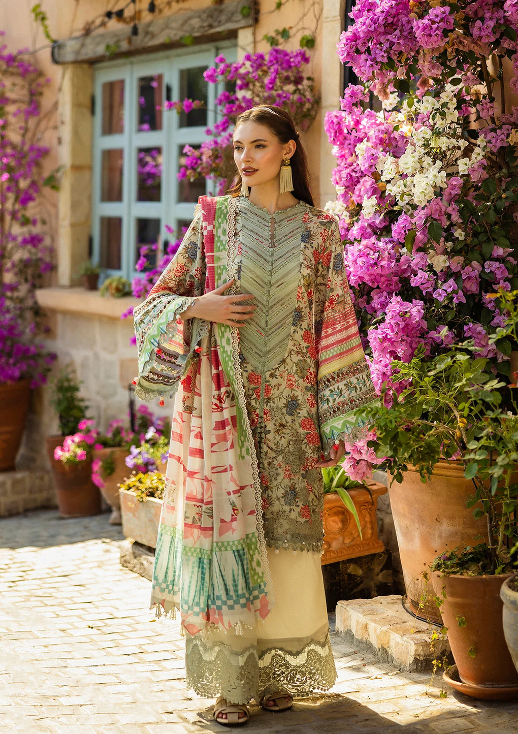 GIARDINO's Digital Printed & Chikankari Lawn and Digital Printed Voil Dupatta from ELAF Print Chikankari Collection 2025.