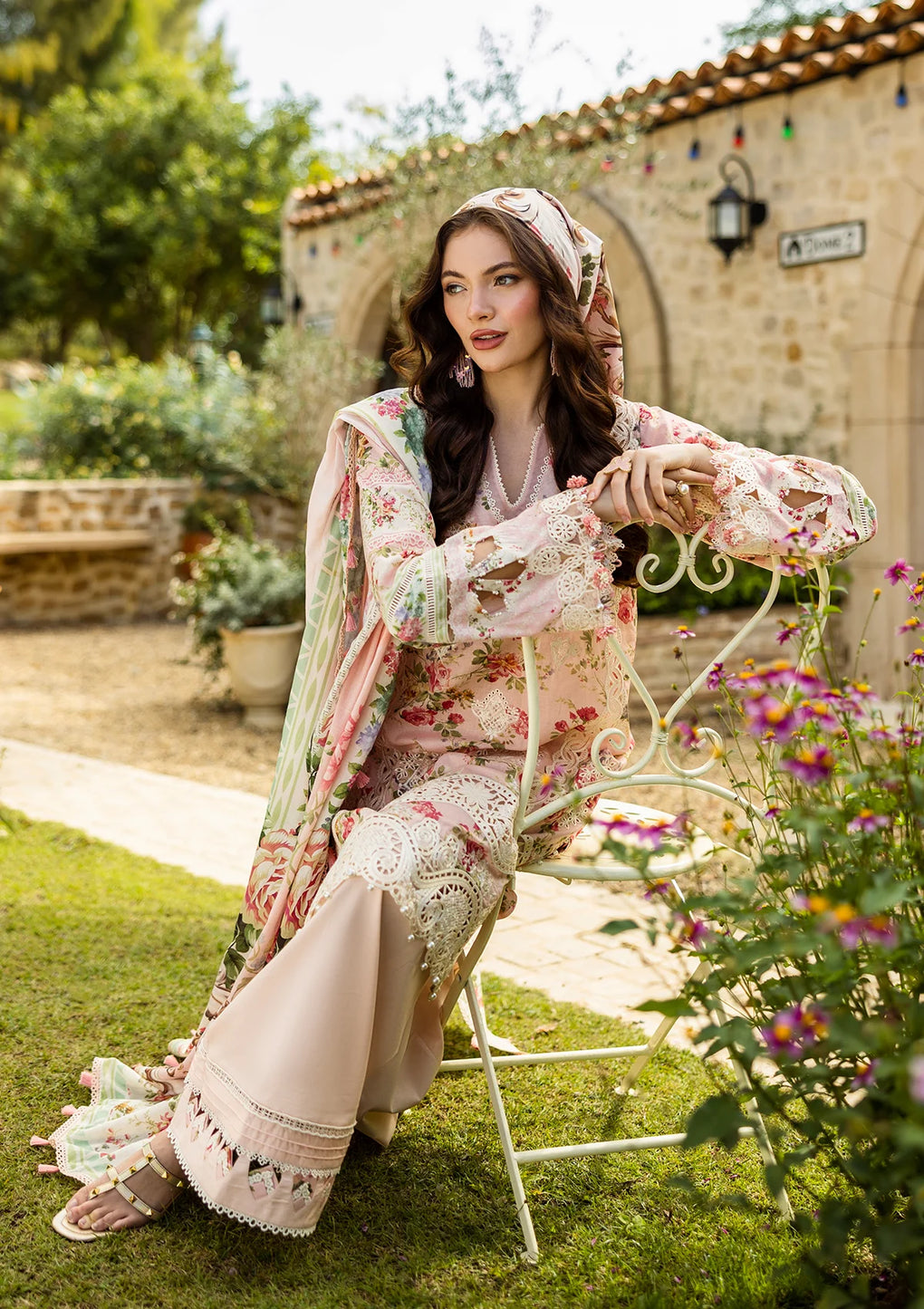 Radiant Embroidered Organza Sleeves Border from ELAF Print Chikankari Collection 2025.