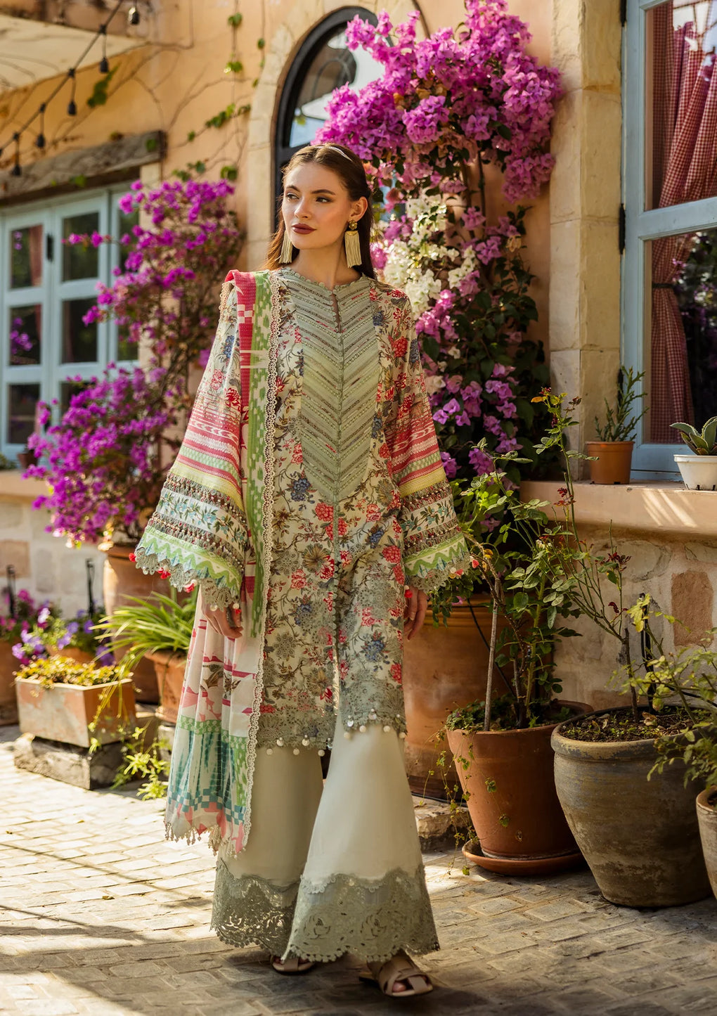 GIARDINO wearing this beautiful dress from ELAF Print Chikankari Collection 2025.