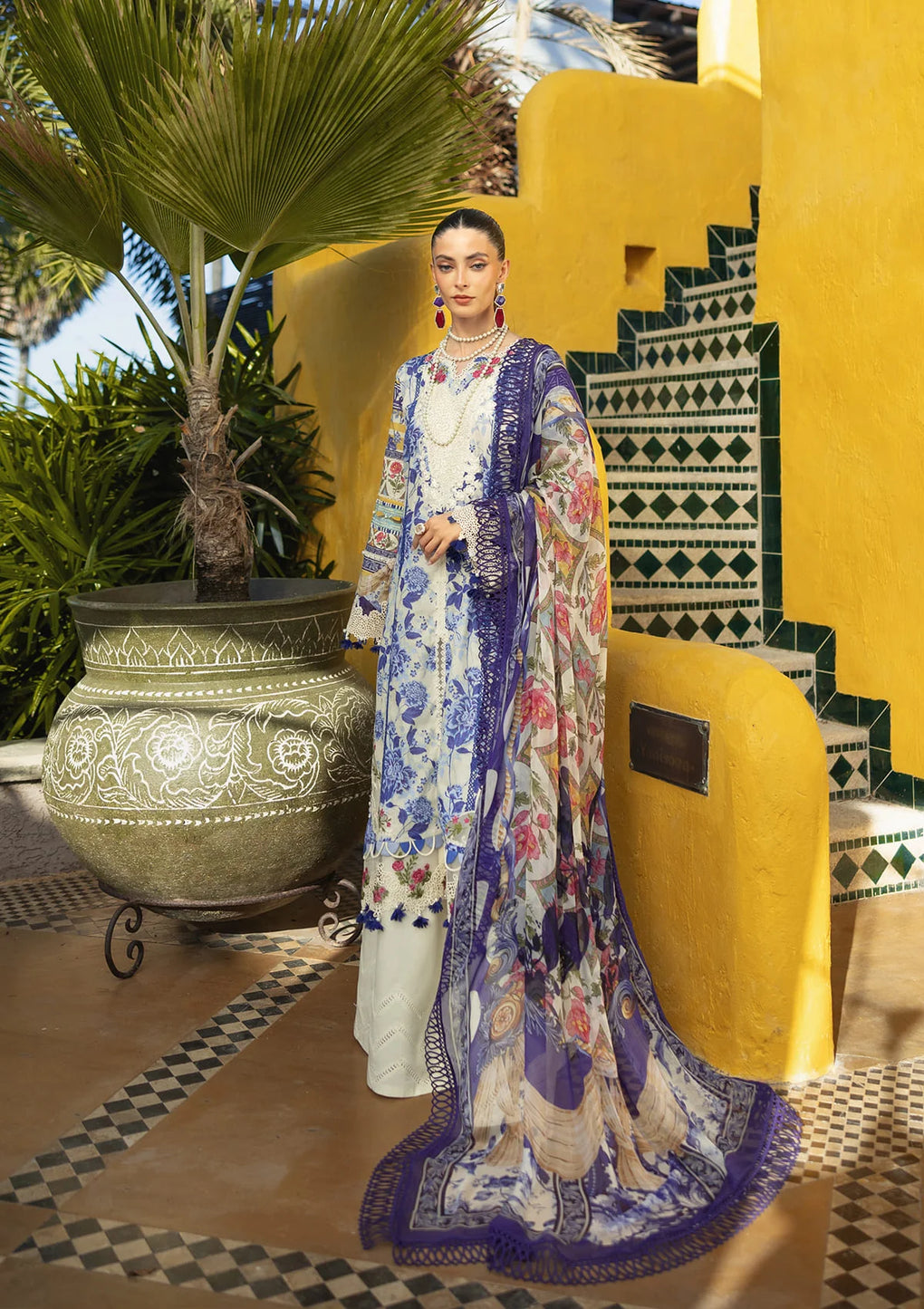 Radiant Embroidered Organza Neckline and lawn shirt from ELAF SIGNATURE COLLECTION 2025.