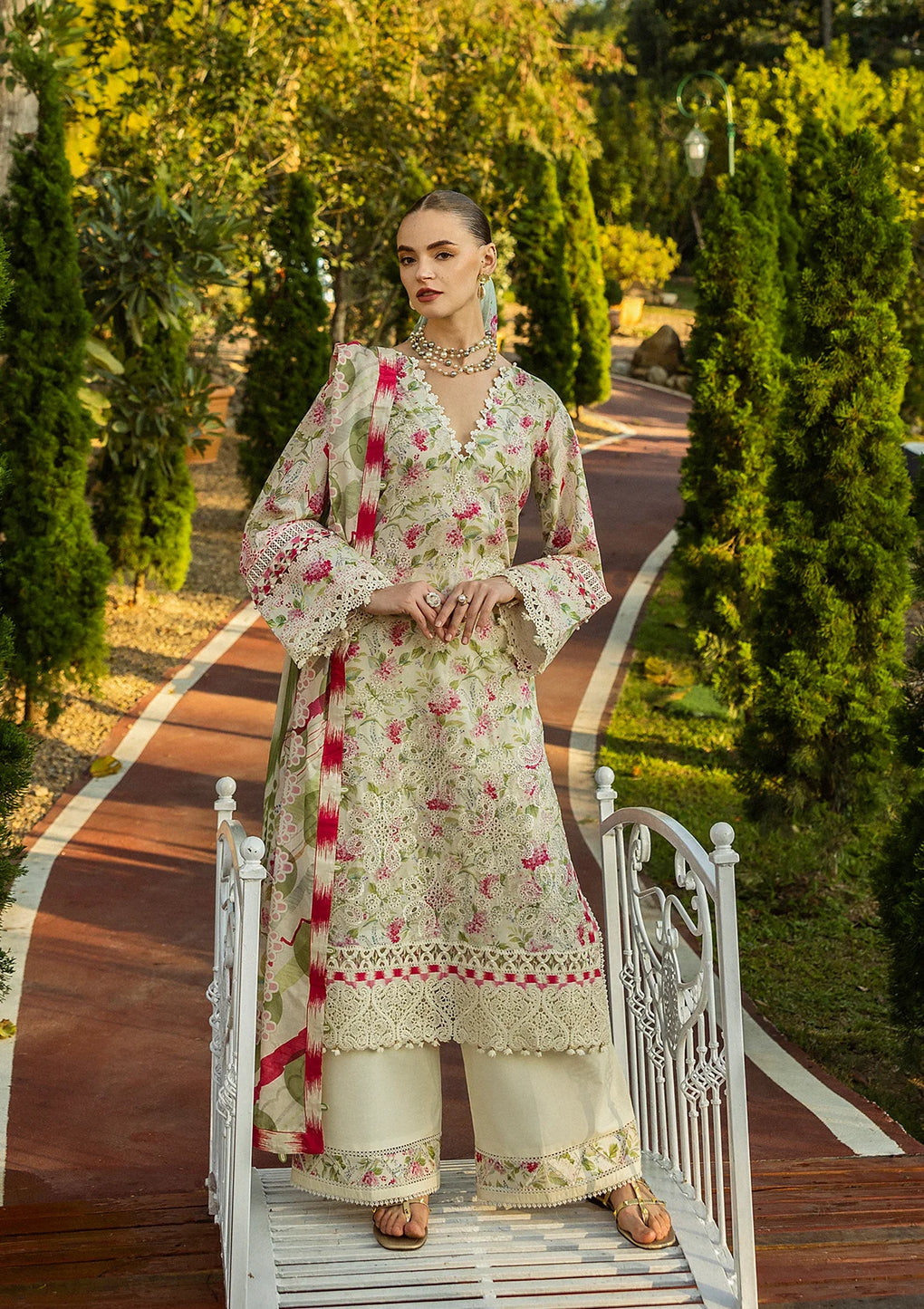 SWEET GREENS wearing this beautiful dress from ELAF Print Chikankari.