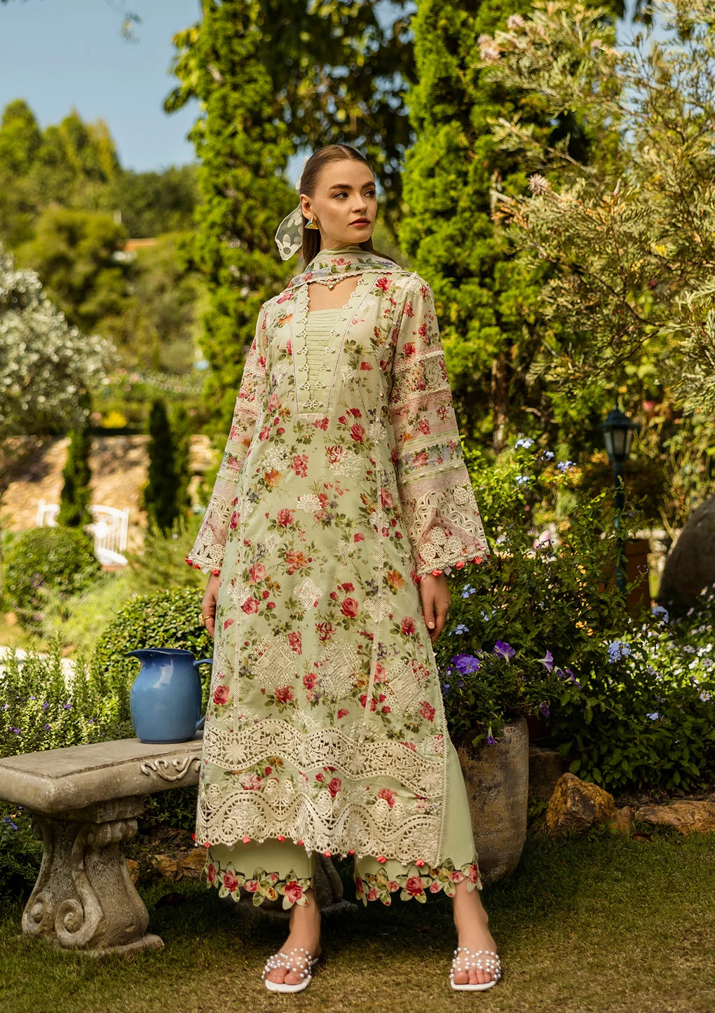 Elegent dress DEAR PARADISE from ELAF Print Chikankari Collection 2025.