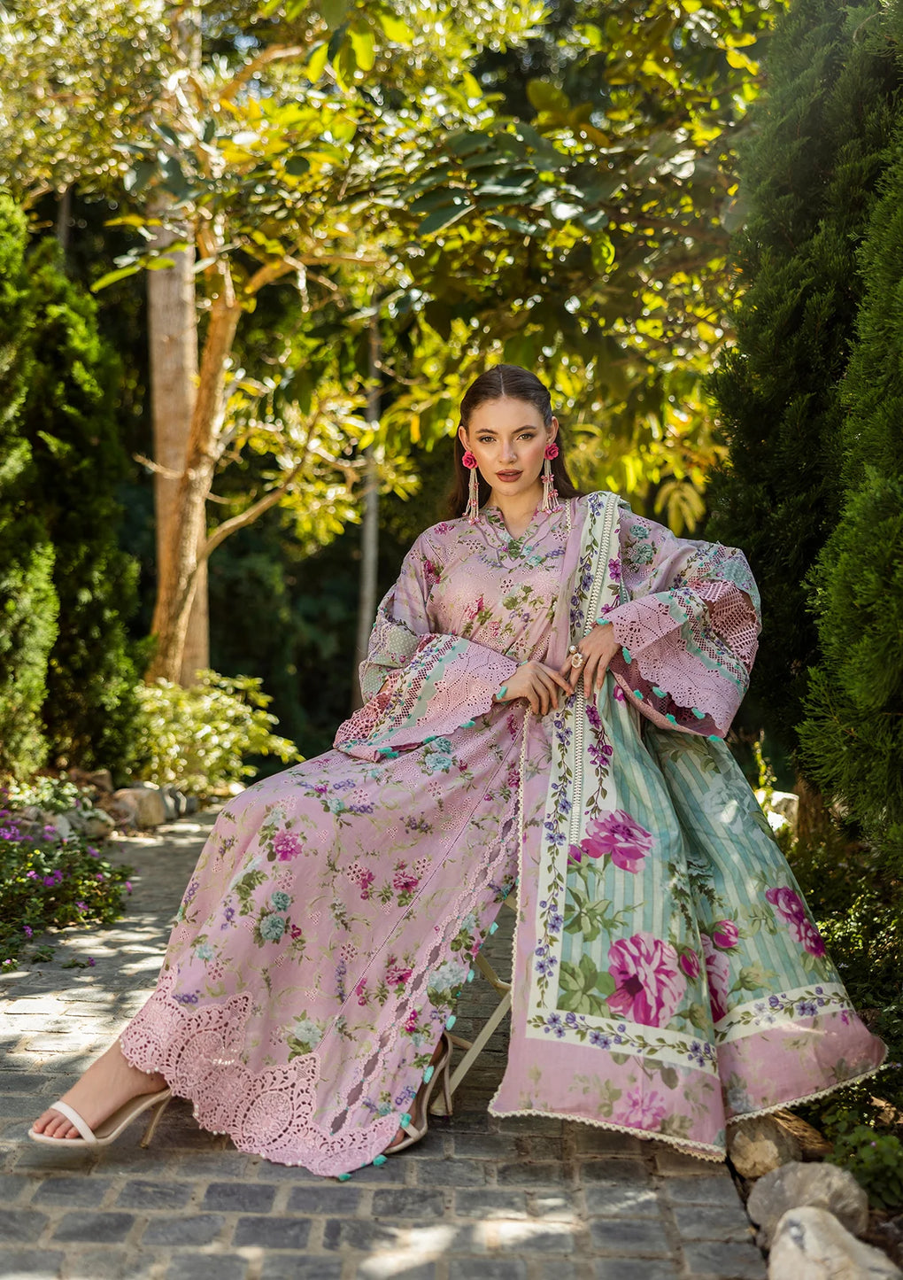 Stunning Digital Printed Voil Dupatta and Lawn Front.