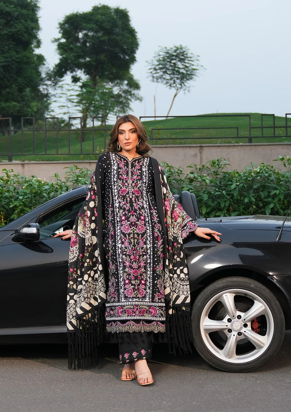 Elegent winter dress with PURE PASHMINA PRINTED SHAWL 