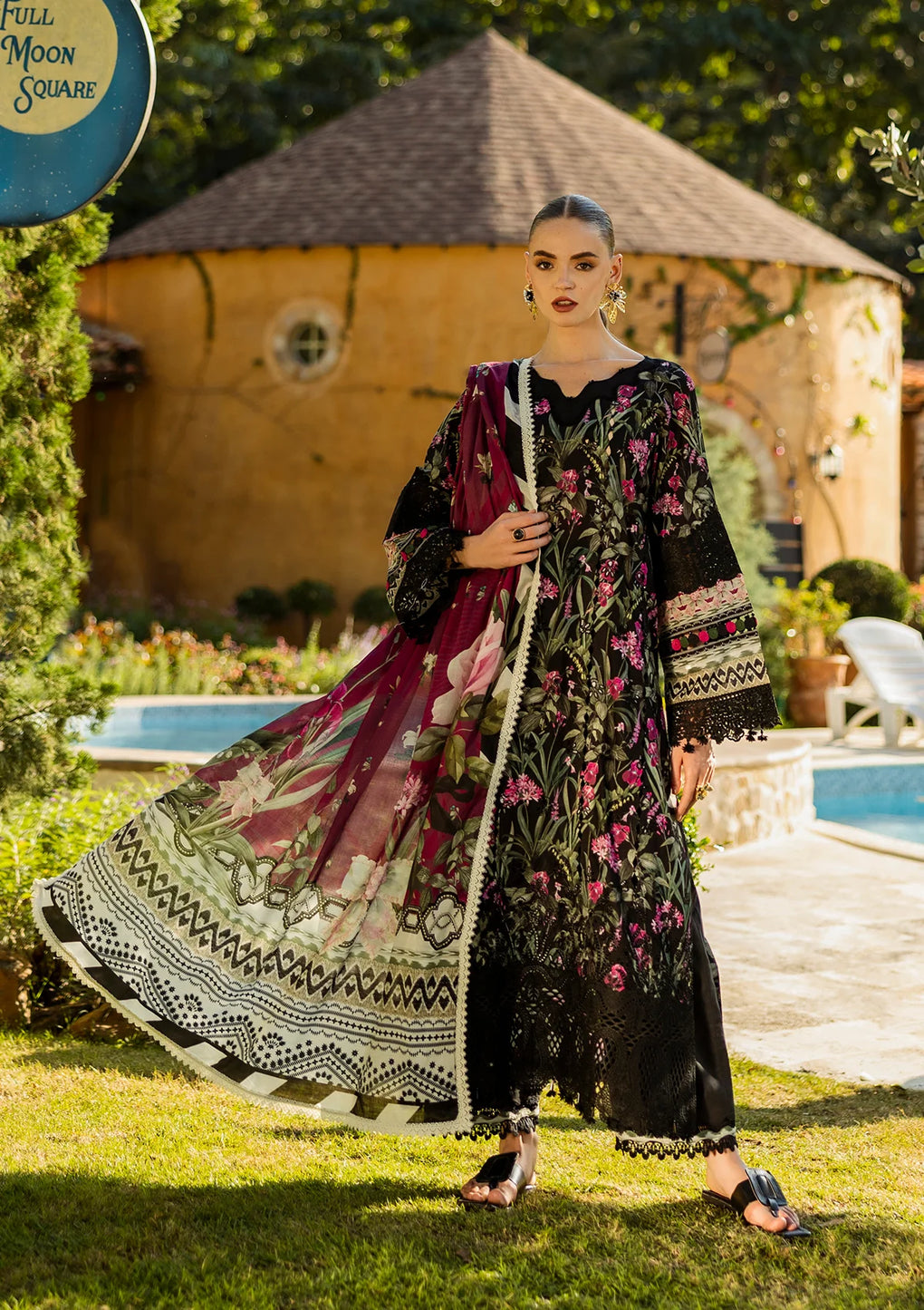 VISTA in Digital Printed & Chikankari Lawn and Digital Printed Voil Dupatta from ELAF Print Chikankari Collection 2025.