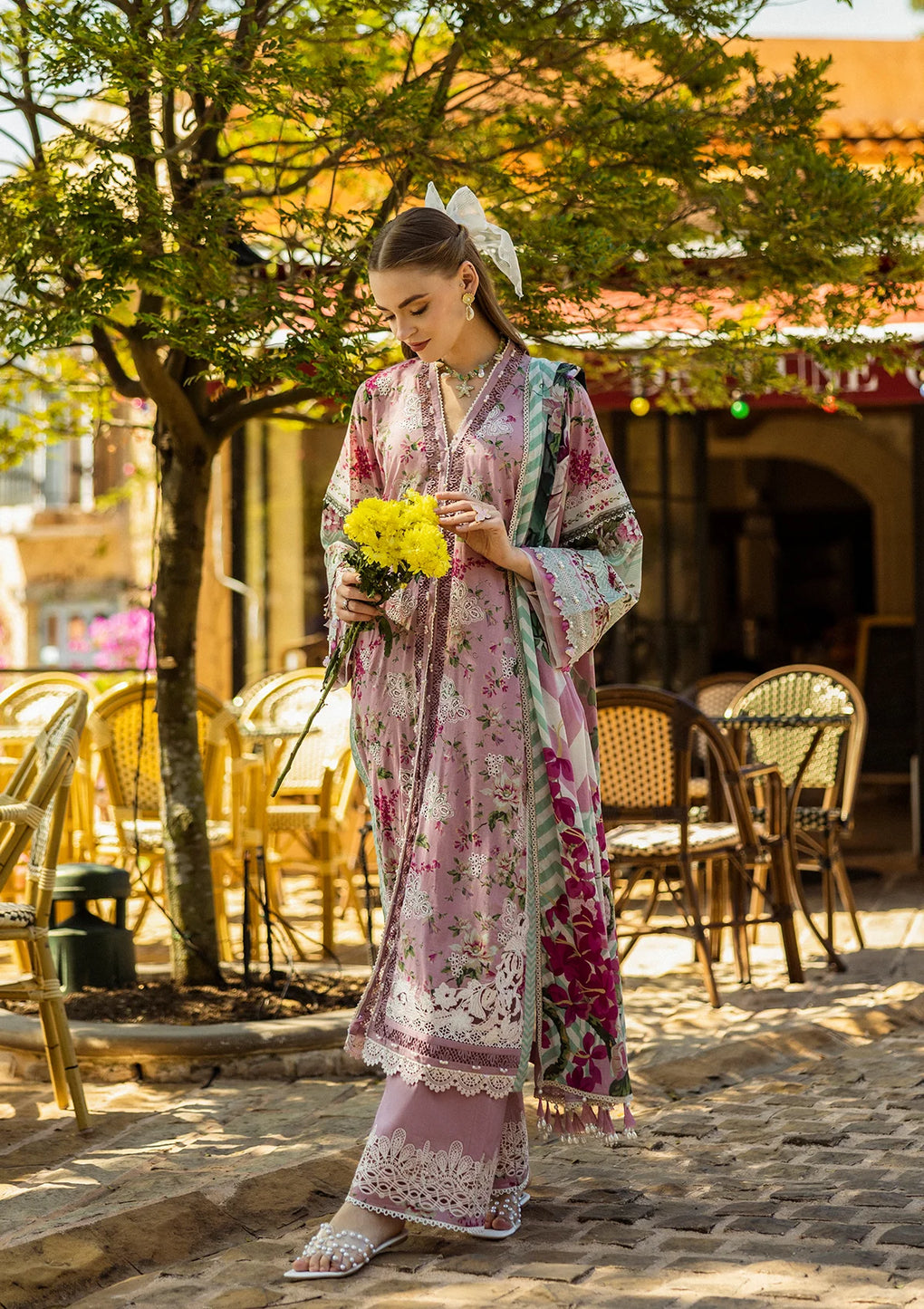 Stunning Digital Printed Voil Dupatta and Chikankari Lawn Front.