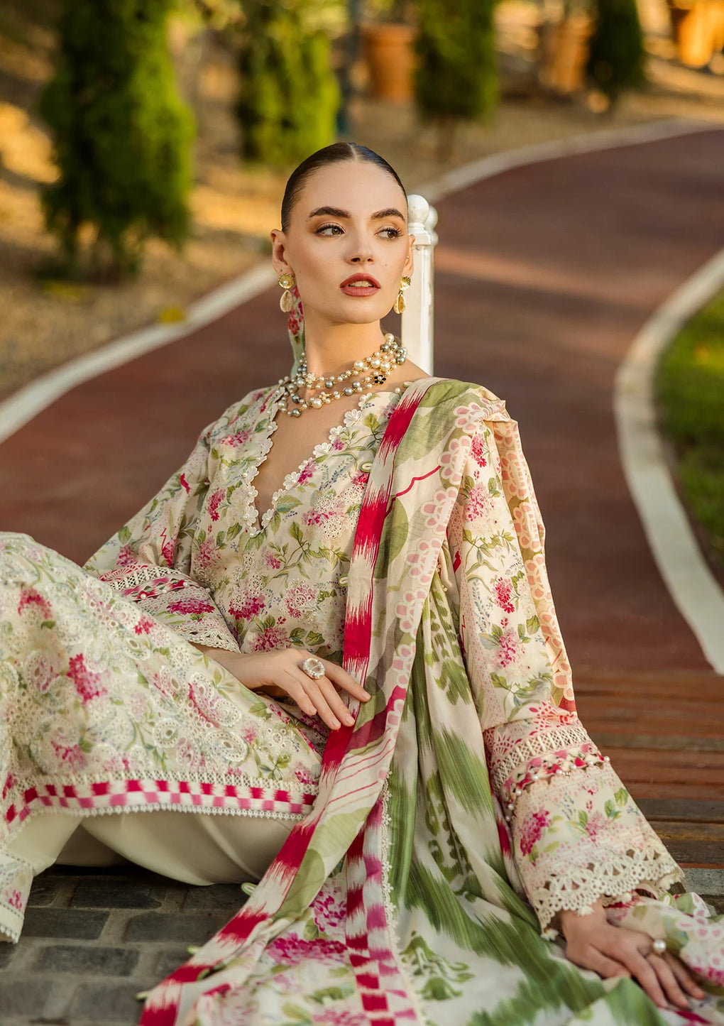 Elegent dress SWEET GREENS from ELAF Print Chikankari.